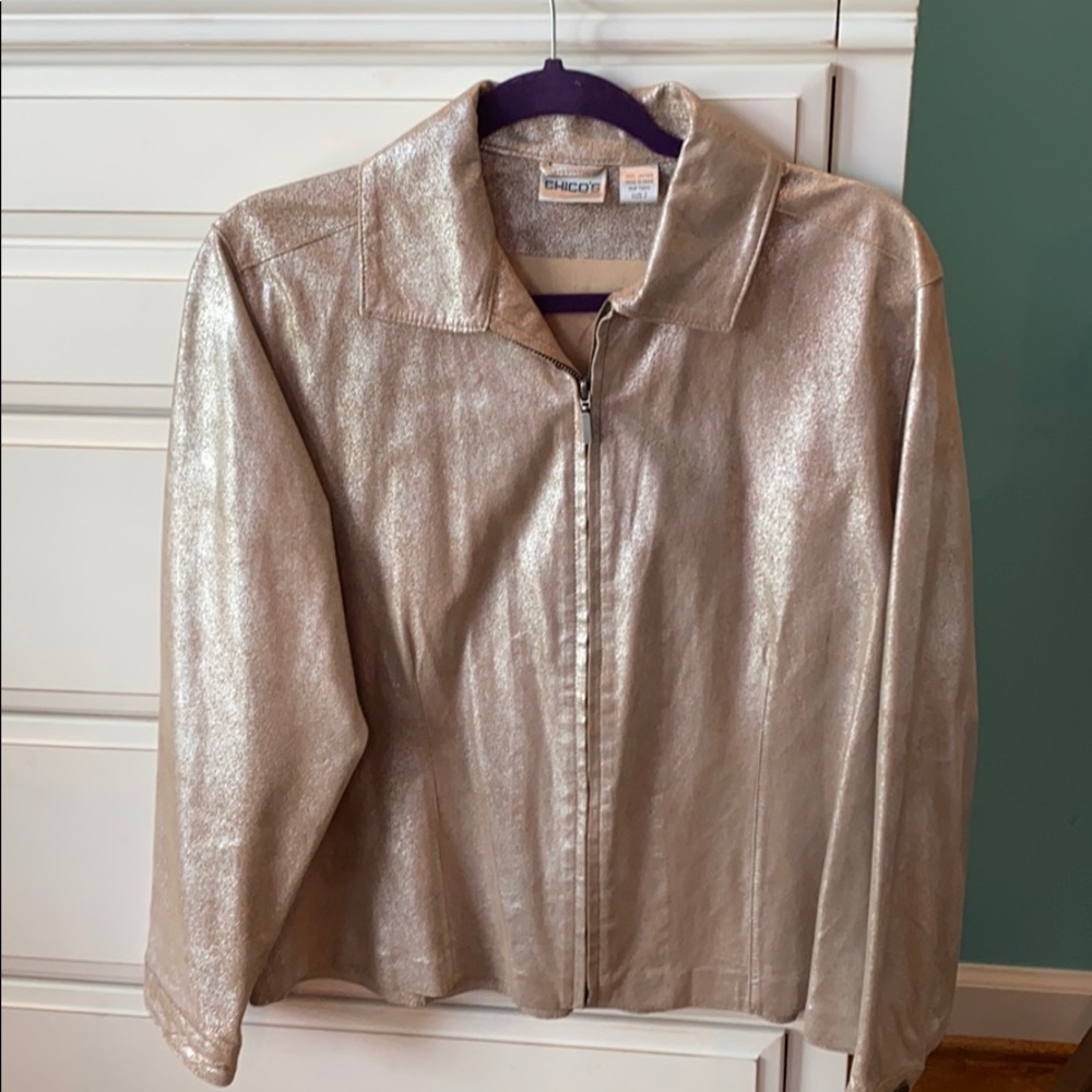 Beige suede metallic jacket